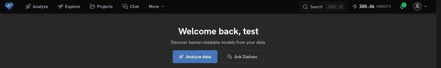 The dashboard Start analyzing button that launches the analysis wizard