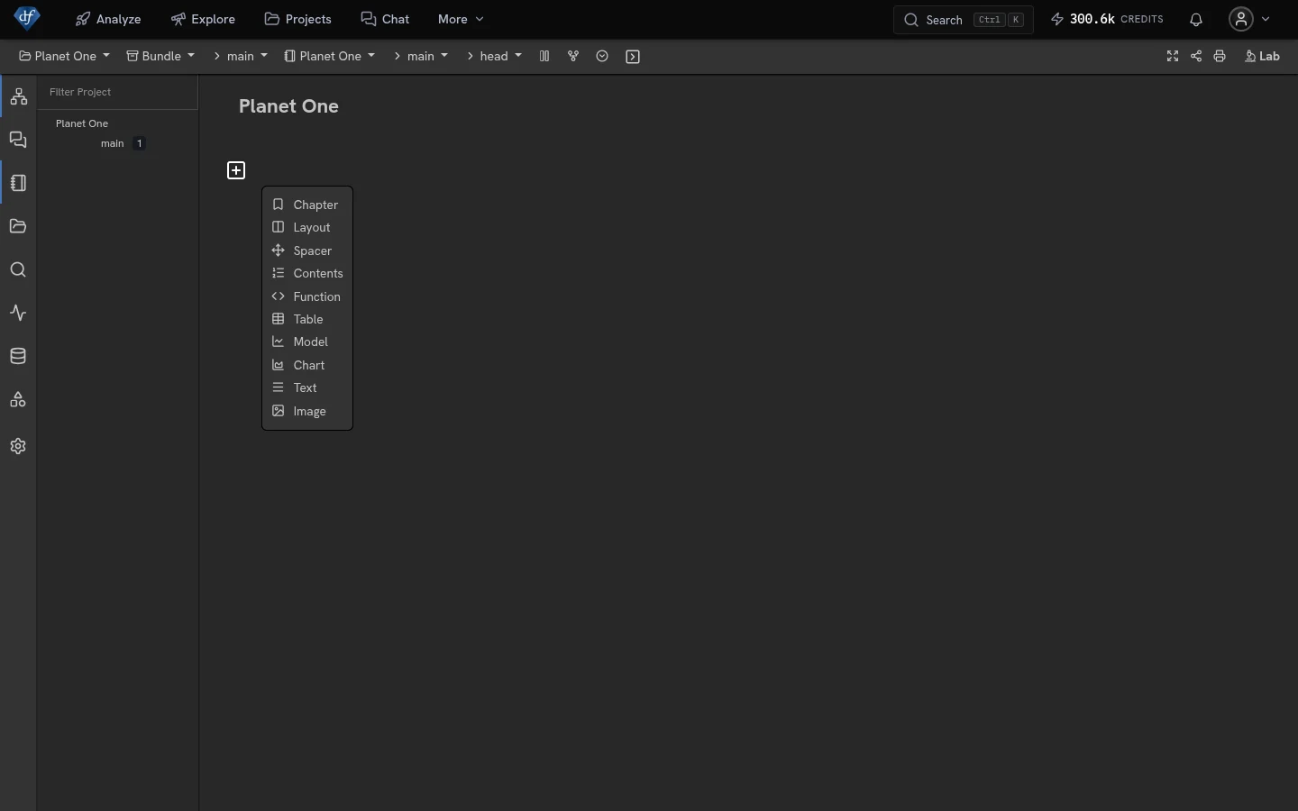 A newly created main notebook with its initial empty sections