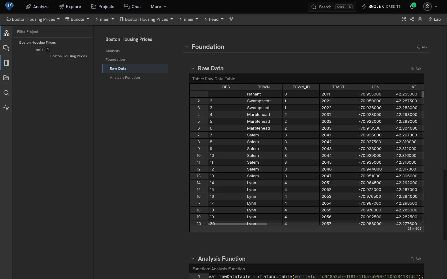 The Lab showing the project tree, notebook editor and function tools