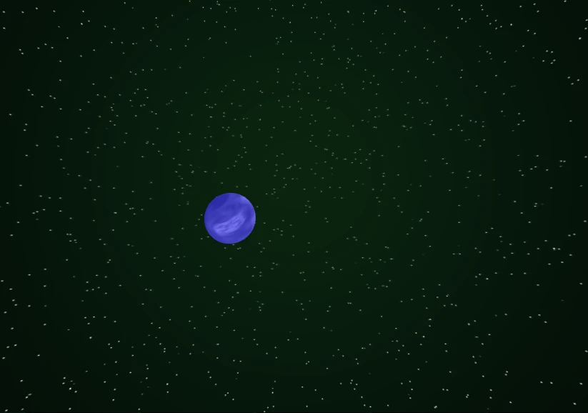 A 3D space scene with a starfield and celestial bodies