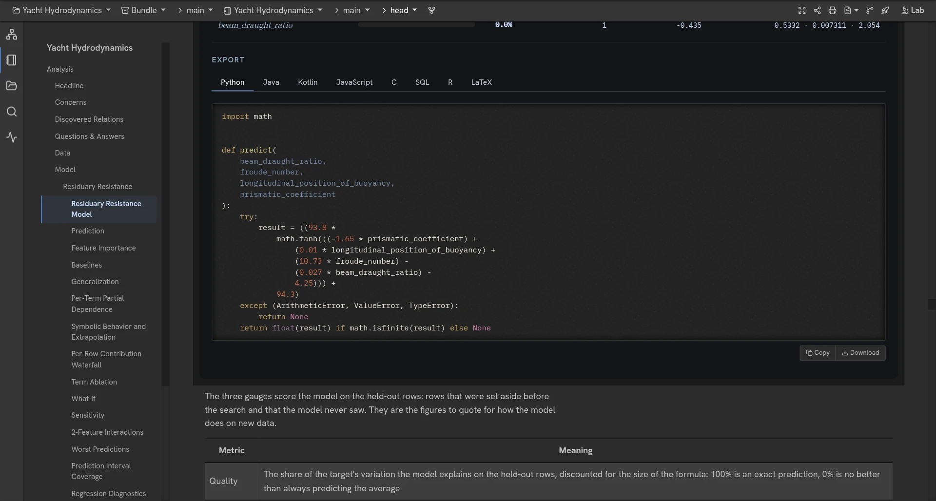 Model as Code · Take the model with you, in eight languages